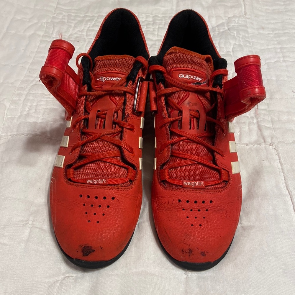 Adidas Adipower. Red. Weight Lifting. 10.